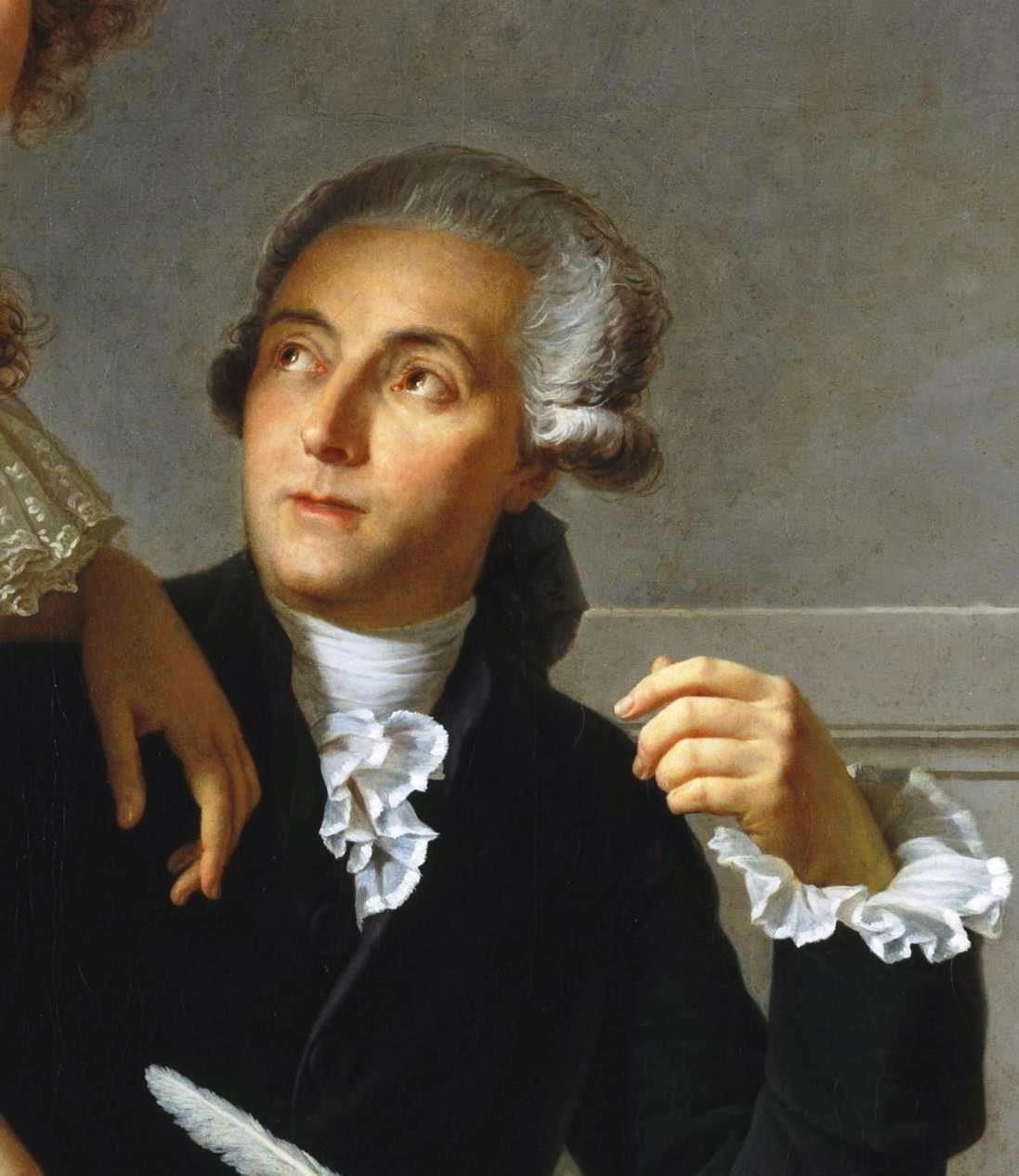 Antoine Lavoisier (1743–1794) — współtwórca prawa zachowania masy; jego precyzyjne pomiary masy przed reakcją i po niej dały podstawy nowoczesnej chemii. · źródło: Jacques-Louis David, Wikimedia Commons, domena publiczna