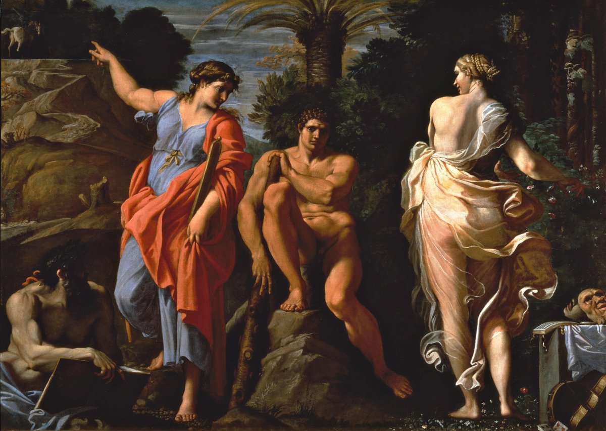 Annibale Carracci „Wybór Heraklesa” (Herakles wybiera między cnotą a rozkoszą) — alegoria moralnego wyboru, do którego zdolny jest podmiot · źródło: Annibale Carracci, Wikimedia Commons, domena publiczna