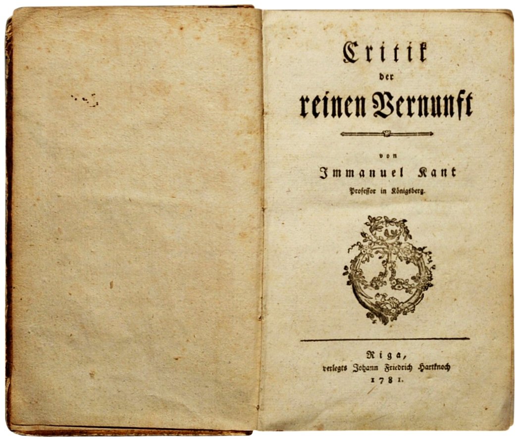 Karta tytułowa „Krytyki czystego rozumu" Kanta, wyd. I, Ryga 1781 · źródło: H.-P. Haack, Wikimedia Commons, CC BY-SA 3.0