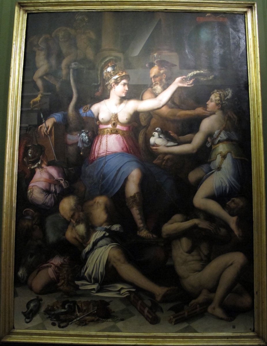 Alegoria Sprawiedliwości i Prawdy — stopniowanie winy i odpłaty · źródło: Giorgio Vasari, Wikimedia Commons, CC BY-SA 3.0