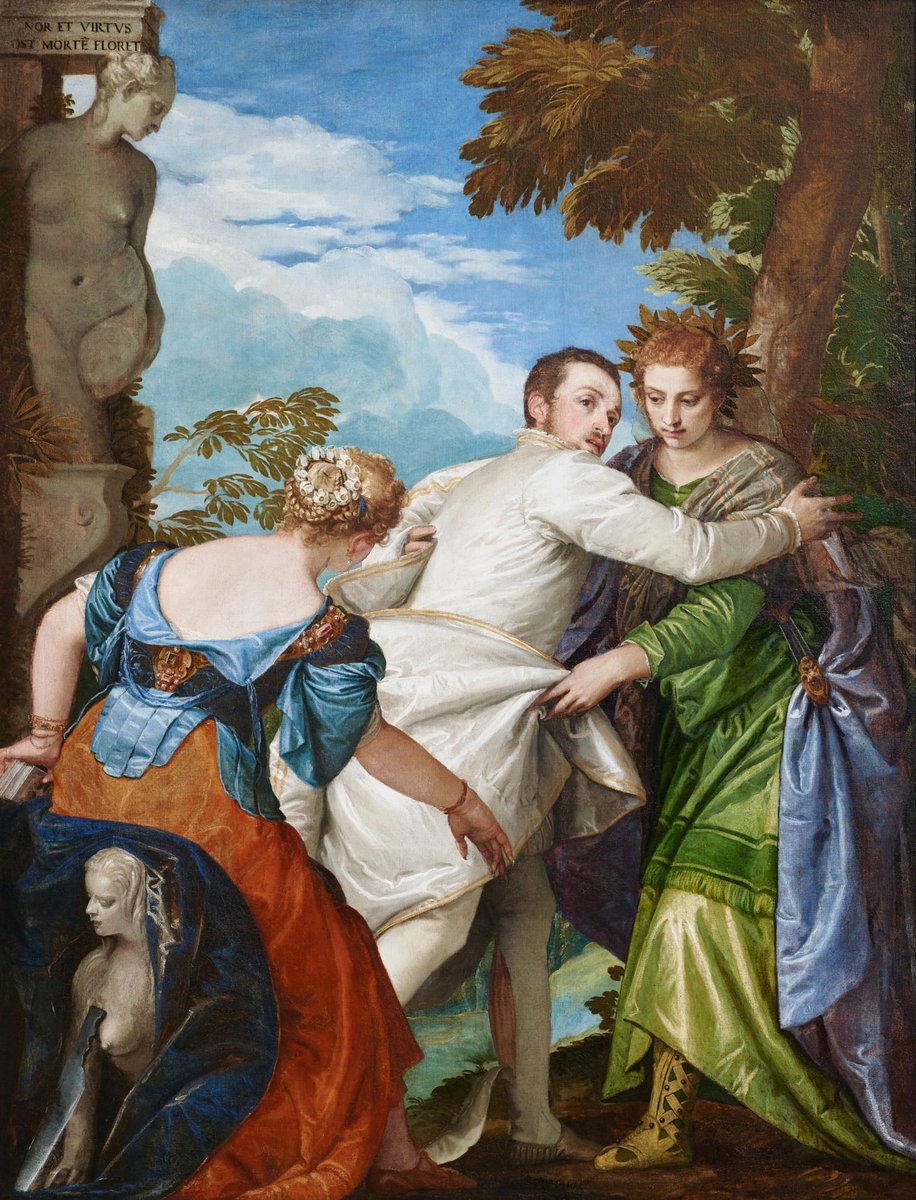 Paolo Veronese, „Wybór między cnotą a występkiem” (ok. 1565) — alegoria przedkładania wartości wyższej nad niższą · źródło: Paolo Veronese, Wikimedia Commons, domena publiczna