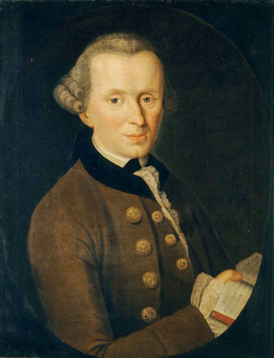 Portret Immanuela Kanta autorstwa Johanna Gottlieba Beckera (1768) — filozofa, dla którego o wartości moralnej czynu decyduje działanie z obowiązku · źródło: Johann Gottlieb Becker, Wikimedia Commons, domena publiczna