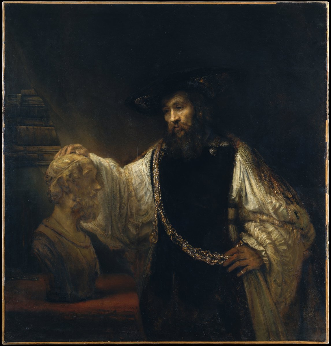 Rembrandt, „Arystoteles z popiersiem Homera” (1653) — filozof rozważający dziedzictwo poety · źródło: Rembrandt van Rijn, Wikimedia Commons, domena publiczna