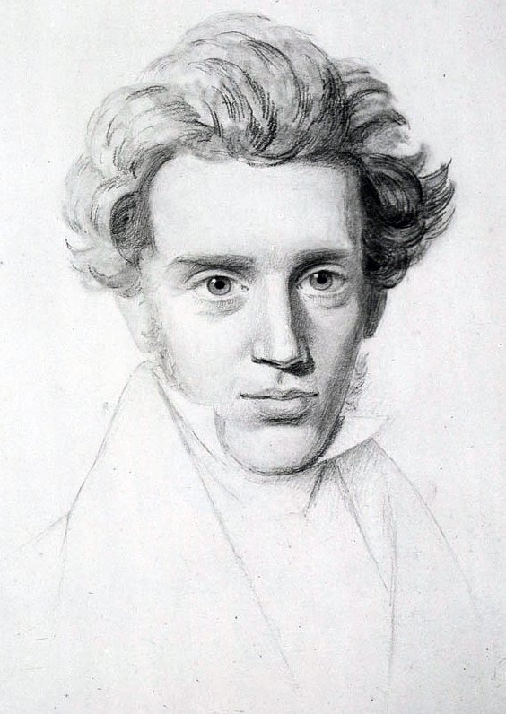 Portret Sørena Kierkegaarda, prekursora egzystencjalizmu i autora nauki o trzech stadiach egzystencji · źródło: Niels Christian Kierkegaard, Wikimedia Commons, domena publiczna