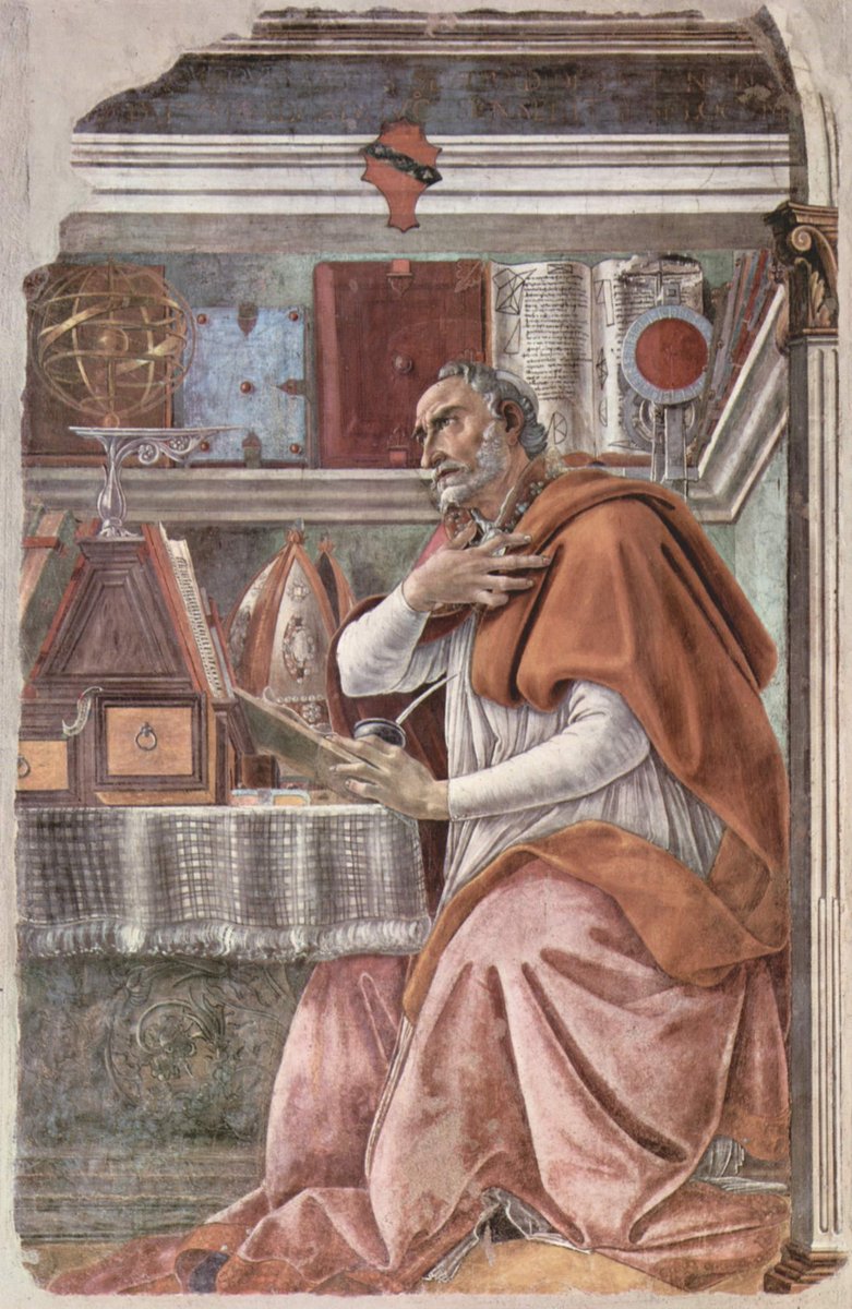 Św. Augustyn z Hippony w pracowni, fresk Sandra Botticellego (ok. 1480) z kościoła Ognissanti we Florencji · źródło: Sandro Botticelli, Wikimedia Commons, domena publiczna