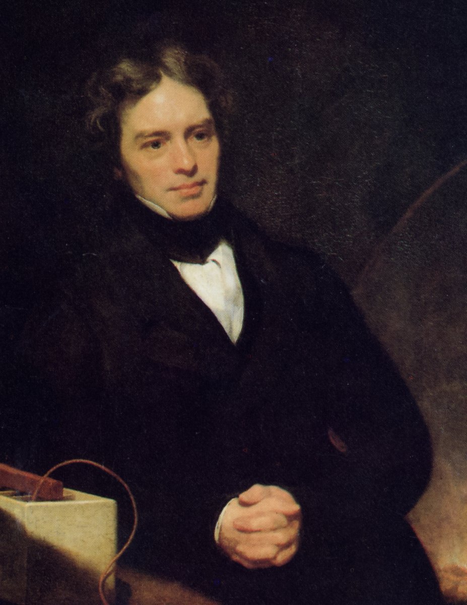 Michael Faraday — odkrywca indukcji elektromagnetycznej (1831): pokazał, że zmiana pola magnetycznego wytwarza w obwodzie prąd. · źródło: Thomas Phillips, Wikimedia Commons, domena publiczna