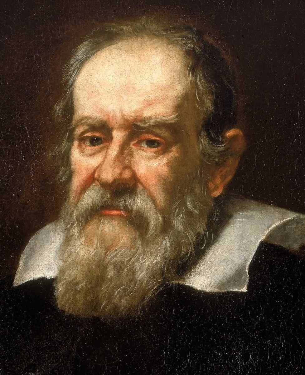 Galileo Galilei (portret Justusa Sustermansa) — pionier metody eksperymentalnej; rozumowaniem i doświadczeniem wykazał, że bez oporu powietrza wszystkie ciała spadają jednakowo, niezależnie od masy. · źródło: Justus Sustermans, Wikimedia Commons, domena publiczna