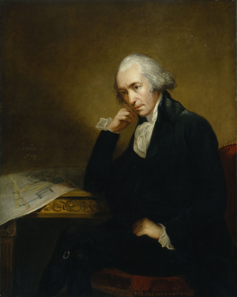 James Watt — konstruktor udoskonalonej maszyny parowej; od jego nazwiska pochodzi jednostka mocy, wat. · źródło: Carl Frederik von Breda, Wikimedia Commons, domena publiczna