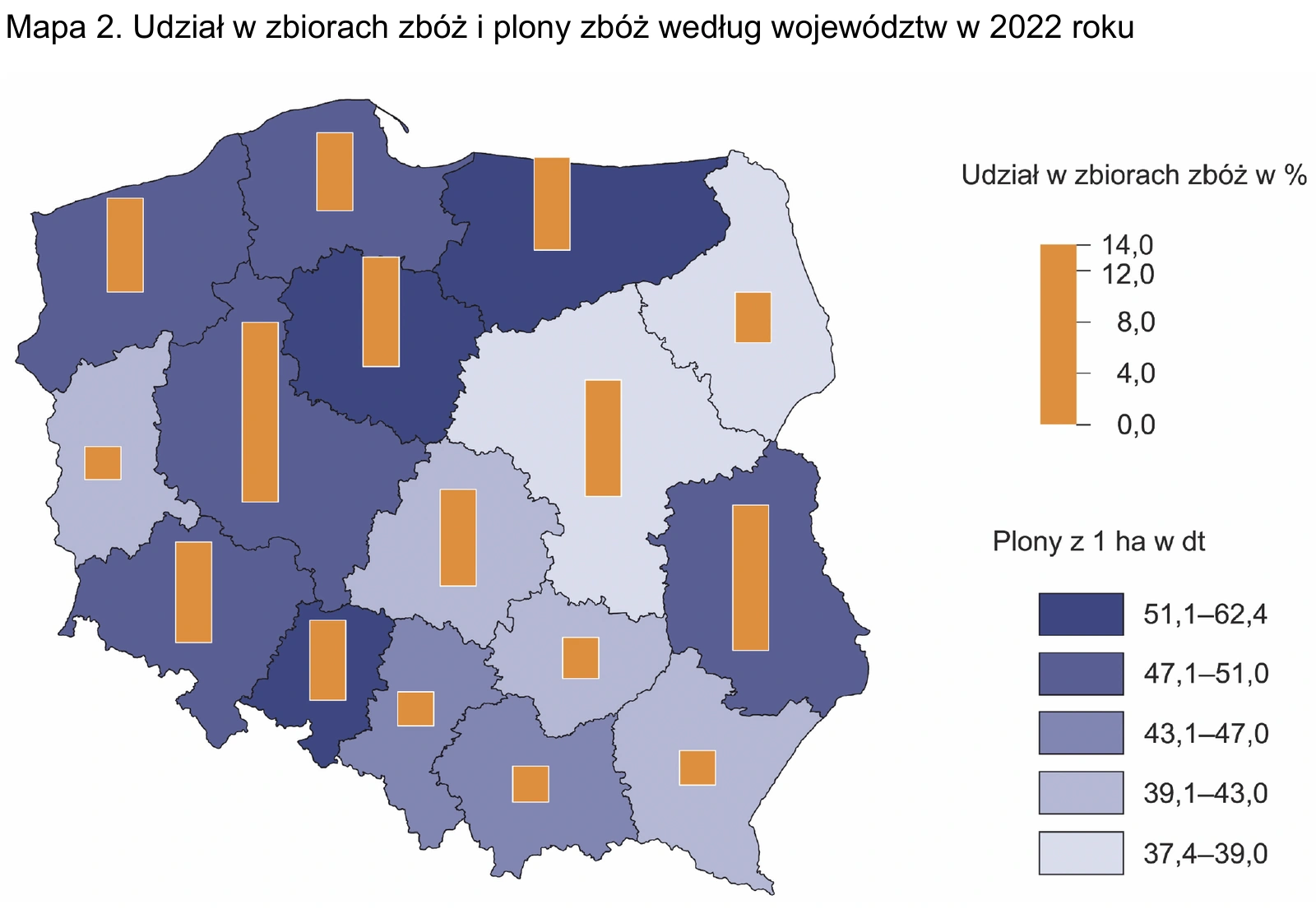 Zadanie 24 (Mapa 2) · „Na podstawie: Rocznik Statystyczny Rolnictwa 2023, www.stat.gov.pl" · CKE · dozwolony użytek (art. 27 pr. aut.)