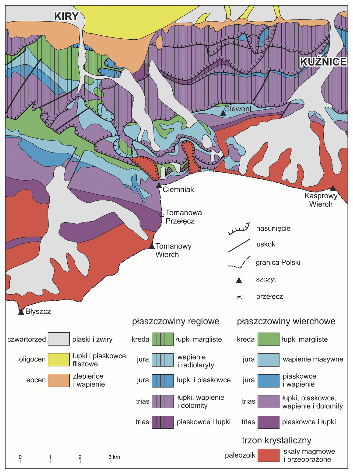 Zadanie 4 (budowa geologiczna) · „Na podstawie: M. Bac-Moszaszwili, M. Gąsienica Szostak, Tatry Polskie. Przewodnik geologiczny dla turystów, Warszawa 1990" · CKE · dozwolony użytek (art. 27 pr. aut.)