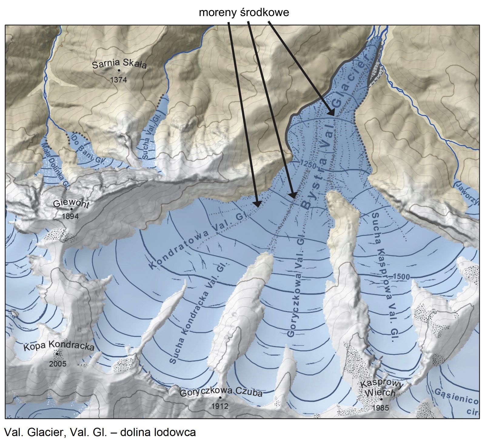 Zadanie 6 (moreny środkowe) · „Na podstawie: J. Zasadni, P. Kłapyta, The Tatra Mountains during the Last Glacial Maximum, „Journal of Maps” 12/2014" · CKE · dozwolony użytek (art. 27 pr. aut.)