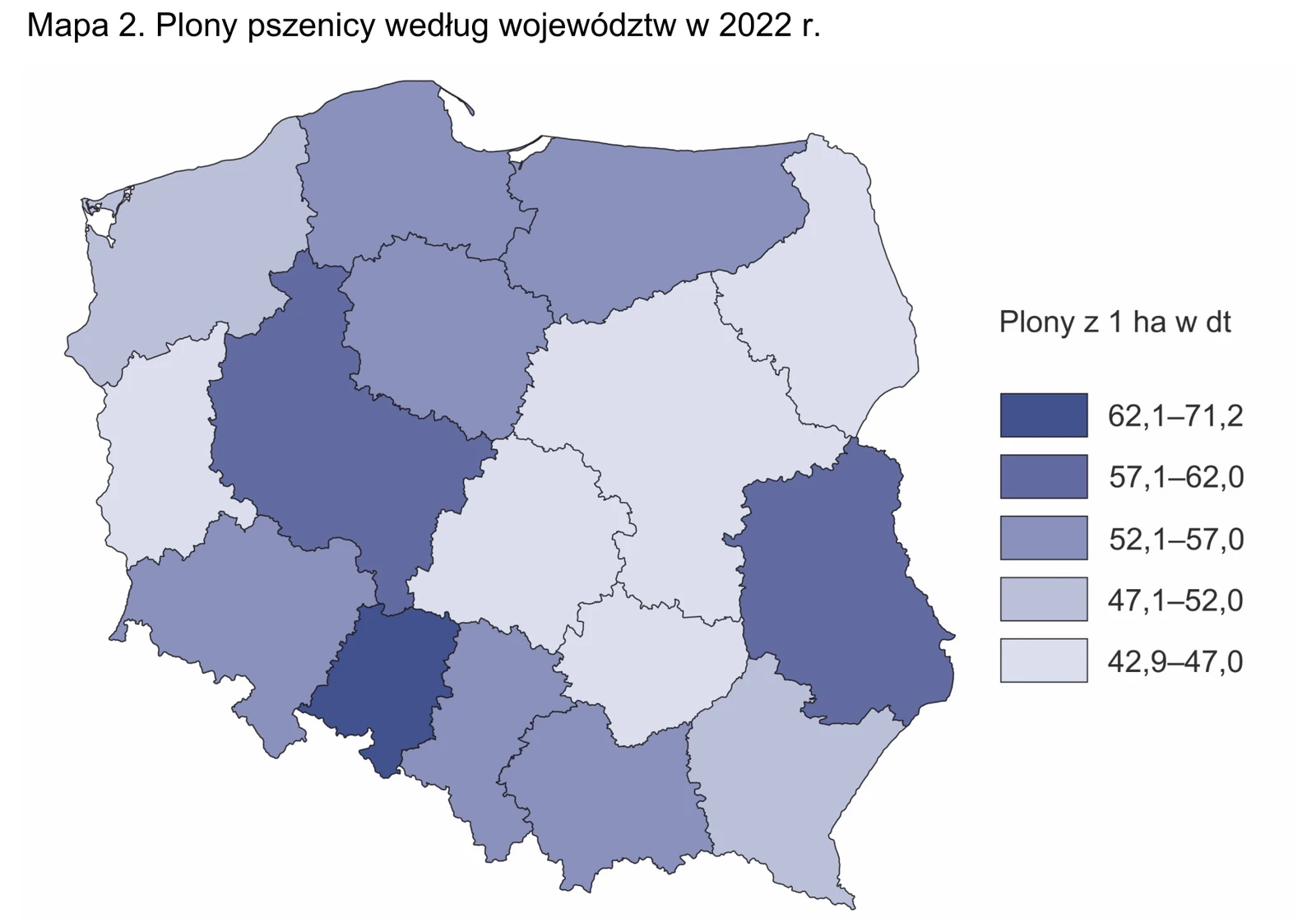 Zadanie 23/2026 (Mapa 2: plony pszenicy wg województw) · „Na podstawie: Rocznik Statystyczny Rolnictwa 2024, www.stat.gov.pl" · CKE · dozwolony użytek (art. 27 pr. aut.)