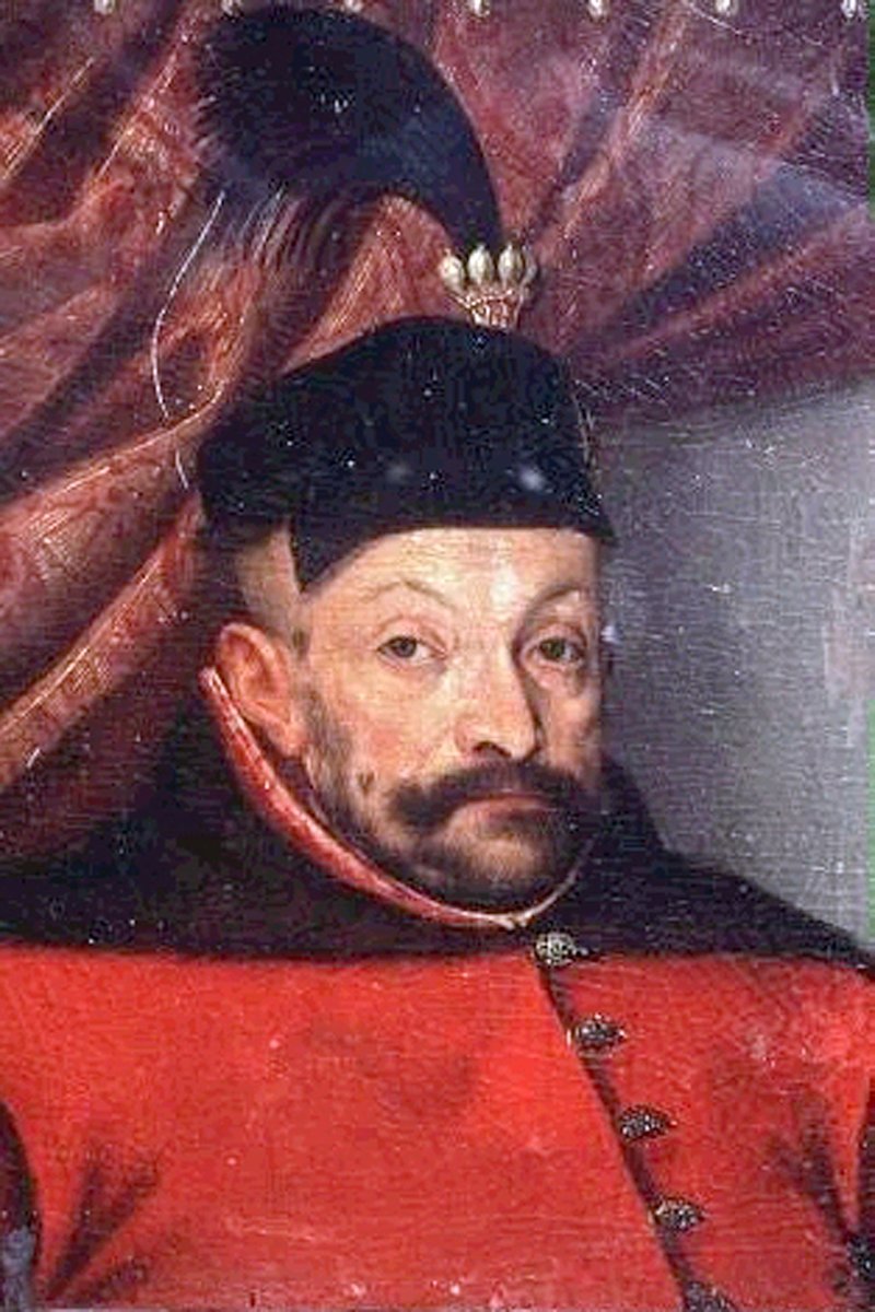 Stefan Batory — portret pędzla Marcina Kobera (1583). Wybrany w wolnej elekcji, uchodzi za jednego z najskuteczniejszych królów elekcyjnych Rzeczypospolitej. · źródło: Marcin Kober, Wikimedia Commons, domena publiczna