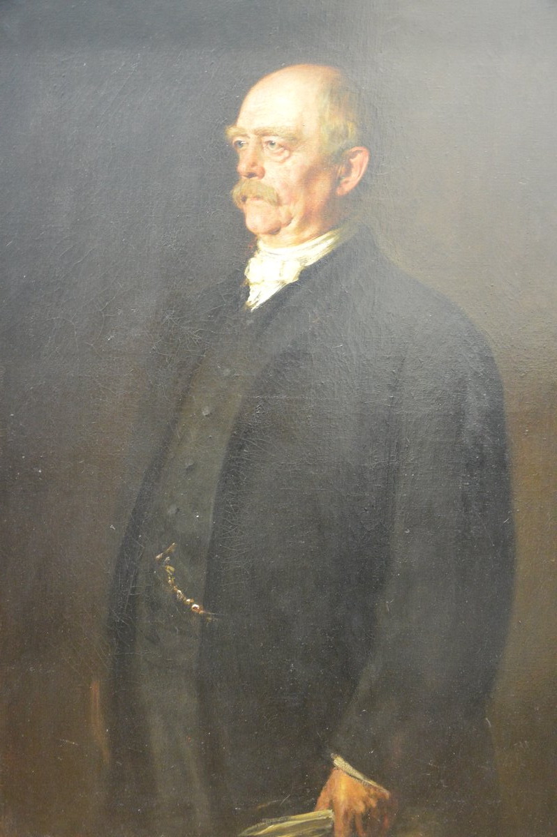 Otto von Bismarck (Franz von Lenbach, 1884) — „żelazny kanclerz” Prus. Polityką „krwi i żelaza” doprowadził do zjednoczenia Niemiec wokół Prus. · źródło: Franz von Lenbach, Wikimedia Commons, CC BY-SA 4.0