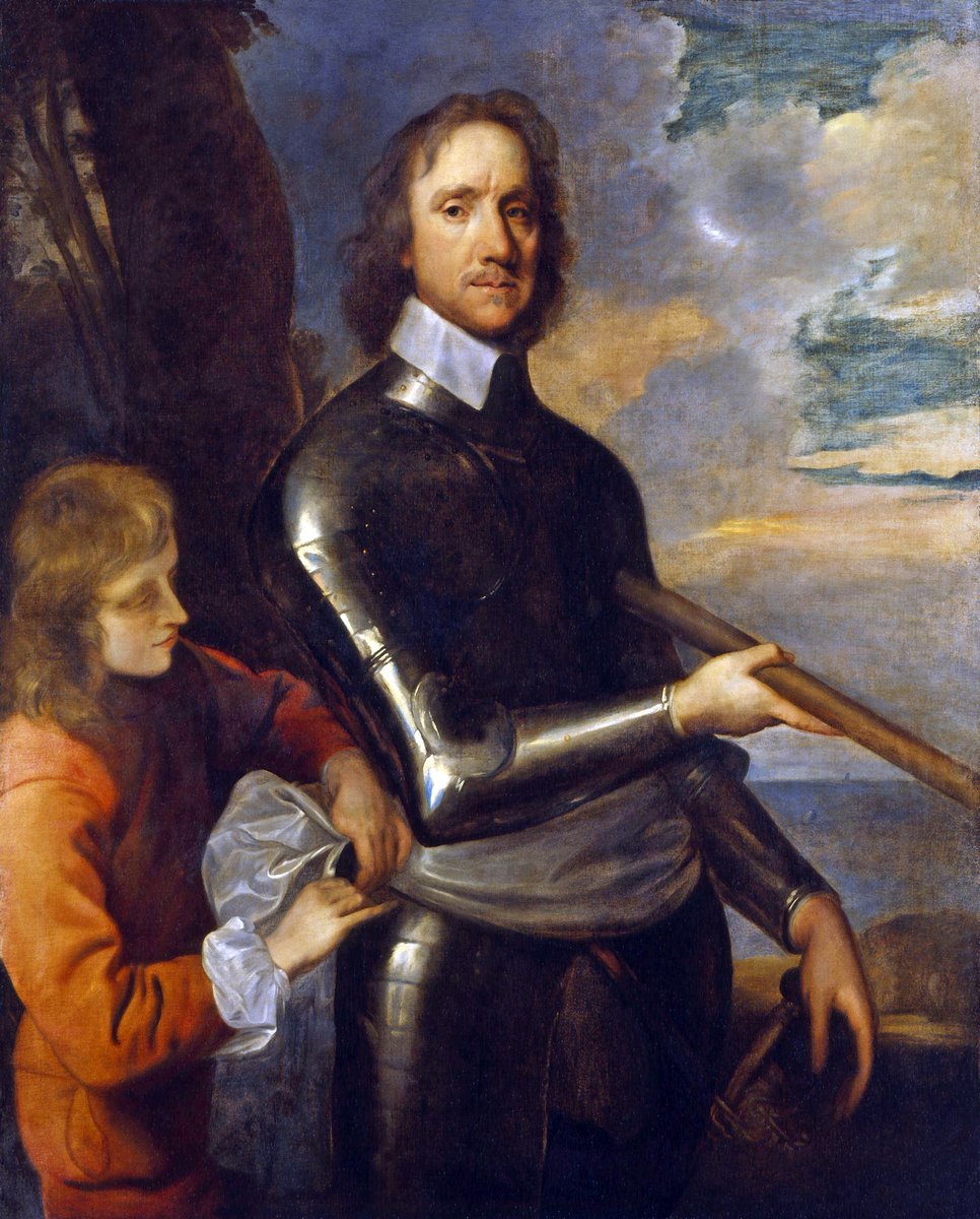 Oliver Cromwell — portret Roberta Walkera (ok. 1649). Przywódca rewolucji angielskiej; po ścięciu Karola I rządził jako lord protektor. Anglia poszła drogą ograniczania władzy monarchy. · źródło: Robert Walker, Wikimedia Commons, domena publiczna