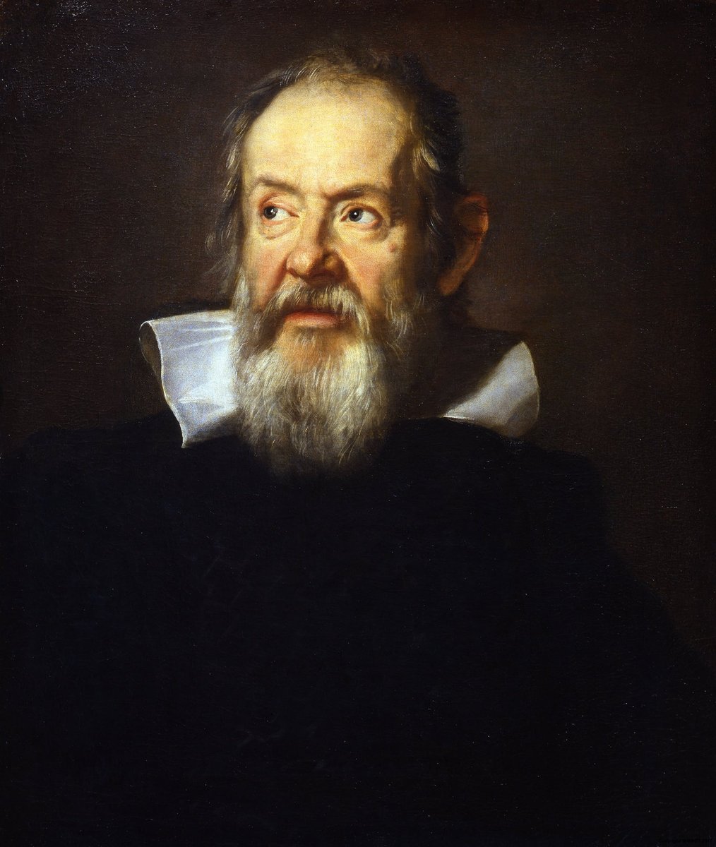 Galileusz — portret Justusa Sustermansa (1636). Pionier metody eksperymentalnej i obserwacji teleskopowych; za obronę heliocentryzmu stanął przed inkwizycją. · źródło: Justus Sustermans, Wikimedia Commons, domena publiczna