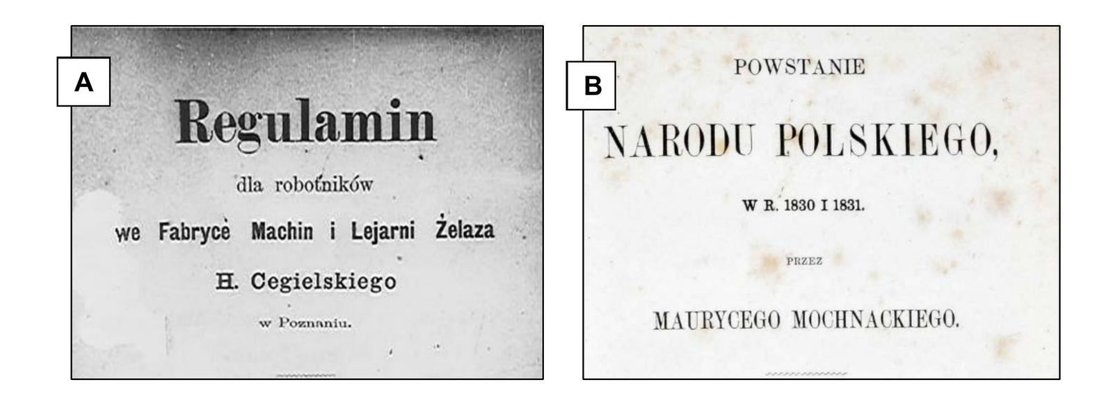 Historia R, matura 2025 CKE termin dodatkowy — Zadanie 15, źródło 2 (strony tytułowe książek A/B) · Arkusz CKE czerwiec 2025; podpis: „https://pwg.prezydent.pl; https://zas.bn.org.pl" · CKE · dozwolony użytek (art. 27 pr. aut.)