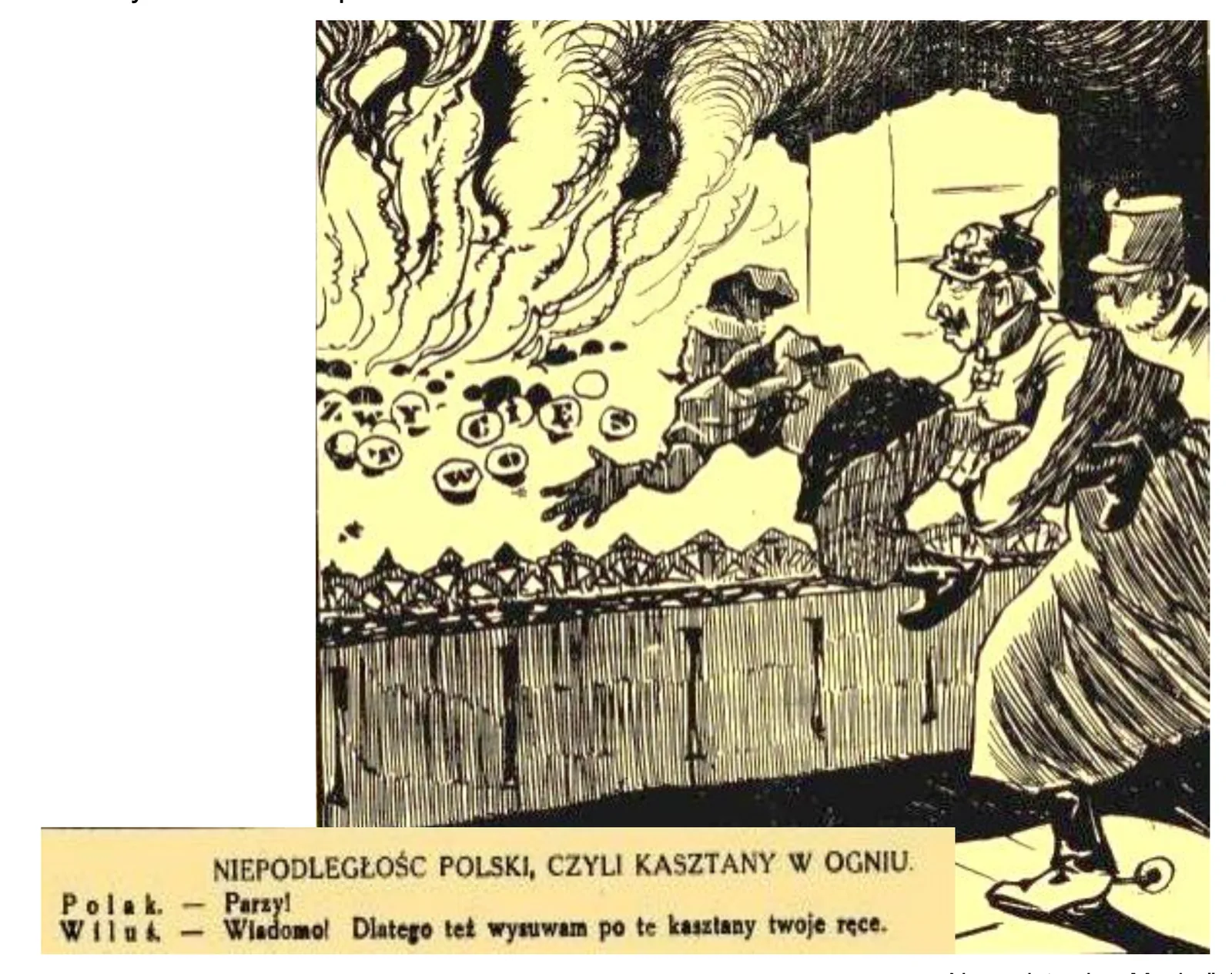 Historia R, matura próbna 2026 CKE styczeń — Zadanie 16 (rysunek z «Muchy» XI 1916) · Arkusz CKE styczeń 2026; podpis: „Na podstawie: «Mucha» 1916, nr 45, s. 1" · CKE · dozwolony użytek (art. 27 pr. aut.)