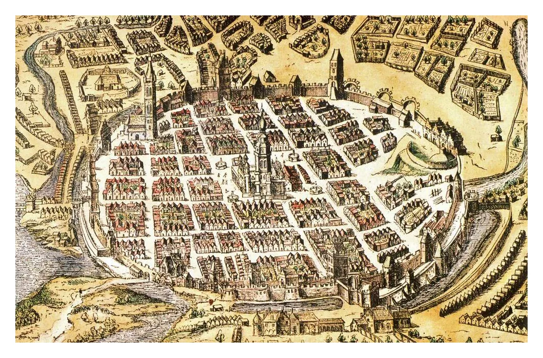 Historia R, matura próbna 2026 CKE styczeń — Zadanie 8 (plan Poznania) · Arkusz CKE styczeń 2026; podpis: „https://poznan.fandom.com" · CKE · dozwolony użytek (art. 27 pr. aut.)