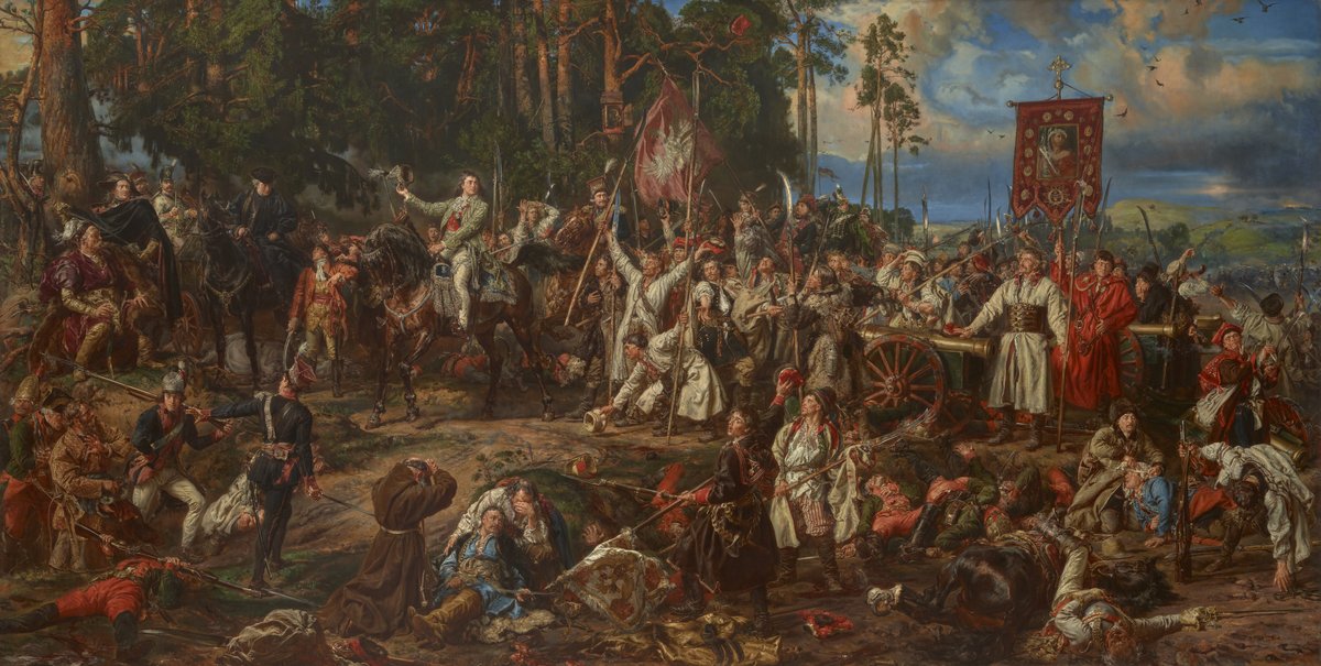 „Kościuszko pod Racławicami” Jana Matejki. Tadeusz Kościuszko poprowadził powstanie 1794 r. w obronie niepodległości; pod Racławicami zwyciężyli także kosynierzy-chłopi. · źródło: Jan Matejko, Wikimedia Commons, domena publiczna