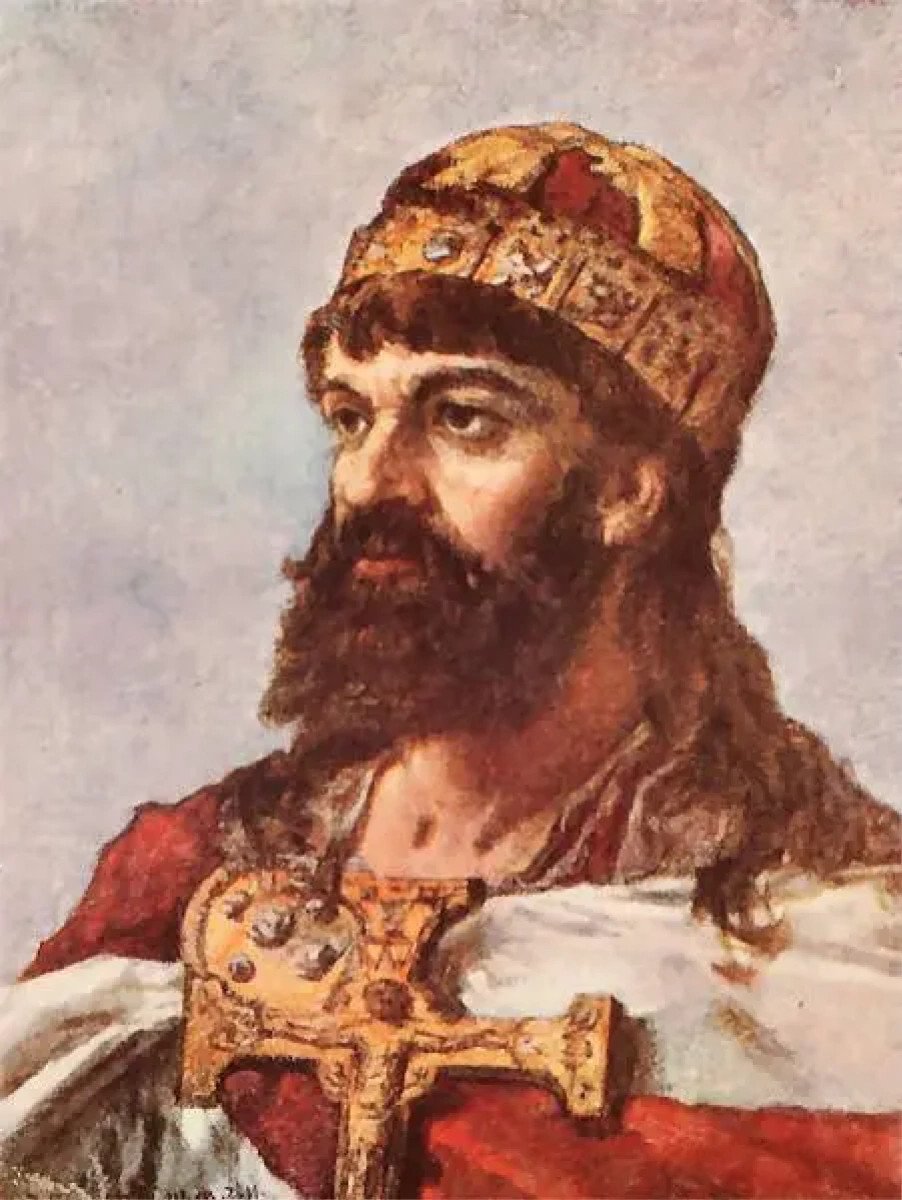 Mieszko I w „Poczcie królów i książąt polskich” Jana Matejki — pierwszy historyczny władca Polski. Zjednoczył plemiona i położył podwaliny państwa Piastów. · źródło: Jan Matejko, Wikimedia Commons, domena publiczna