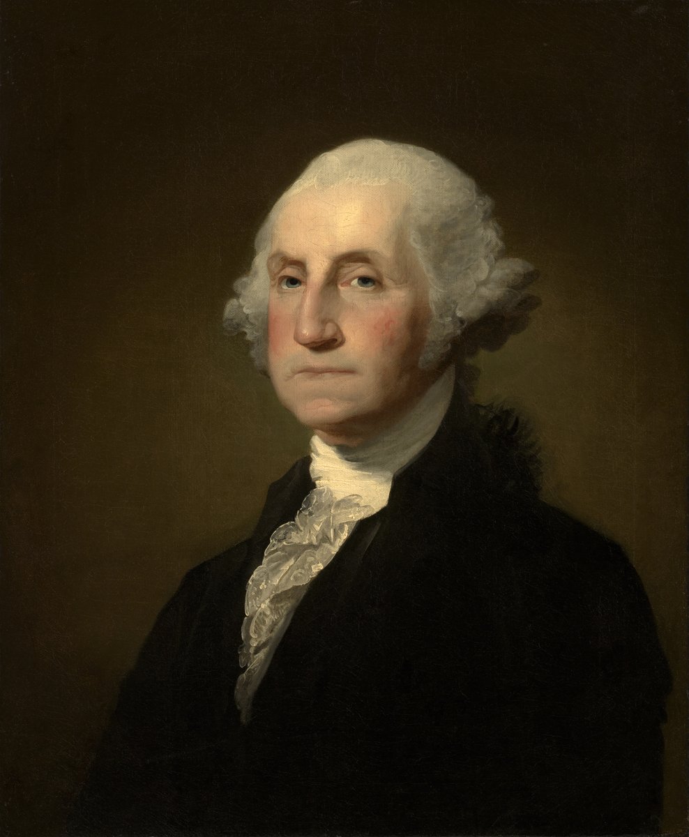 Jerzy Waszyngton — portret Gilberta Stuarta. Naczelny wódz w wojnie o niepodległość i pierwszy prezydent USA, współtwórca republikańskiego ustroju opartego na konstytucji. · źródło: Gilbert Stuart, Wikimedia Commons, domena publiczna