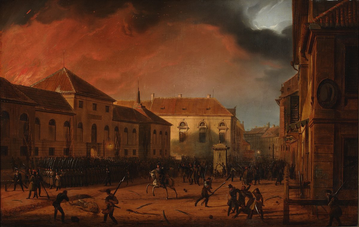 „Wzięcie Arsenału” Marcina Zaleskiego — noc 29/30 listopada 1830. Zdobycie broni przez powstańców rozpoczęło powstanie listopadowe przeciw Rosji. · źródło: Marcin Zaleski, Wikimedia Commons, domena publiczna