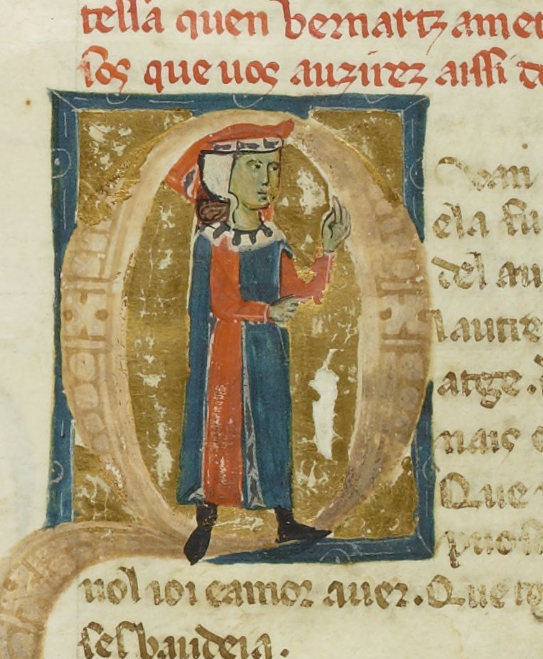 Iluminacja trubadura Bernarta de Ventadorn (rękopis BnF ms. 854, fol. 26v, XIII w.) · źródło: nieznany, Wikimedia Commons, domena publiczna