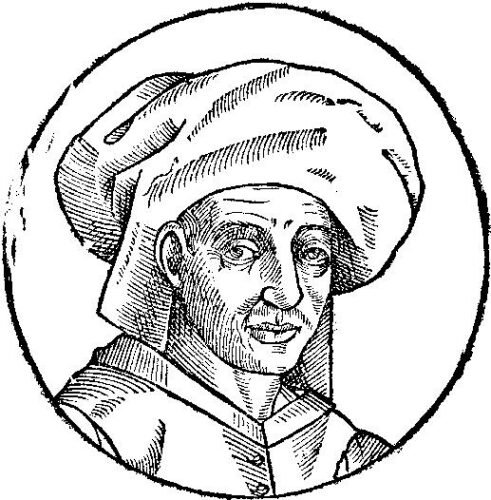 Drzeworyt z wizerunkiem Josquina des Prés z dzieła Petrusa Opmeera (1611) · źródło: autor nieznany, Wikimedia Commons, domena publiczna