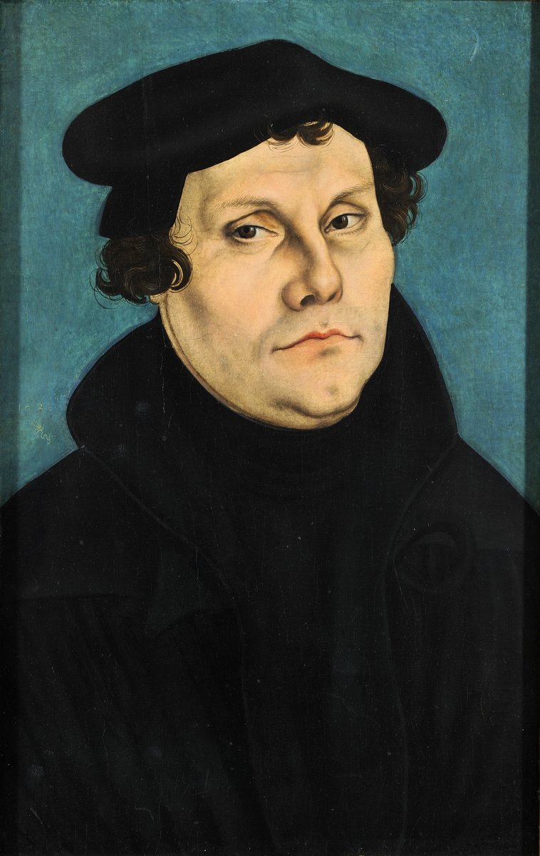 Portret Marcina Lutra, reformatora i autora chorału Ein feste Burg, pędzla Lucasa Cranacha starszego (1528) · źródło: Lucas Cranach starszy, Wikimedia Commons, domena publiczna