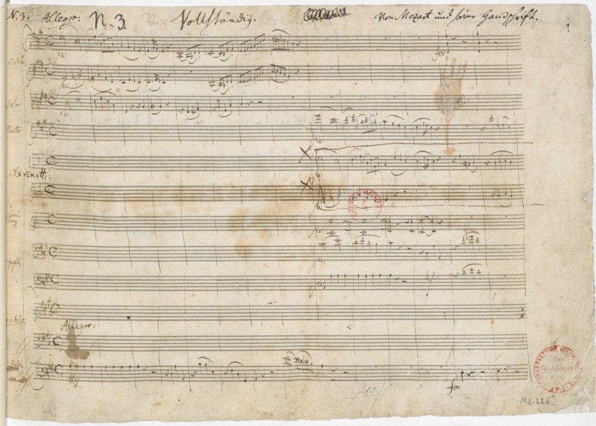 Pierwsza strona autografu Koncertu fortepianowego A-dur KV 488 Mozarta (1786) · źródło: Wolfgang Amadeus Mozart, Wikimedia Commons, domena publiczna