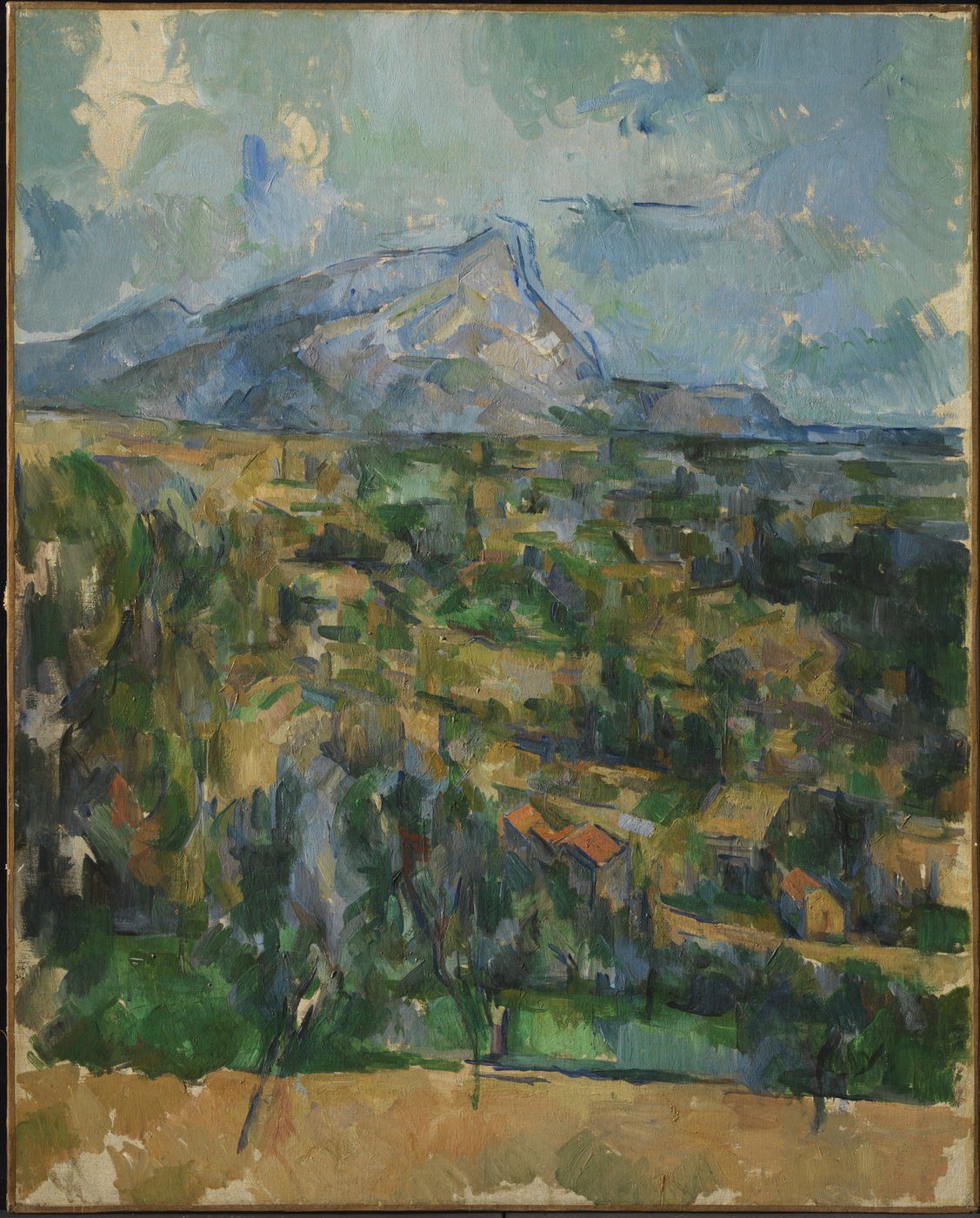 Paul Cézanne, Góra Sainte-Victoire (ok. 1904, Princeton) — niebo i skały budowane tym samym systemem modułów; głębia z koloru, nie z perspektywy linearnej · źródło: Paul Cézanne, Wikimedia Commons, domena publiczna