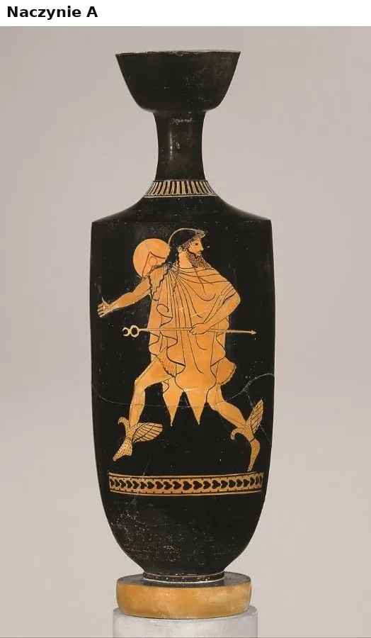 Historia sztuki R, matura 2025 CKE (maj) — Zadanie 2 (naczynie A) · Arkusz CKE MHSP-R0-100-2505 (historia sztuki R, 14 maja 2025); podpis: „www.metmuseum.org” · CKE · dozwolony użytek (art. 27 pr. aut.)
