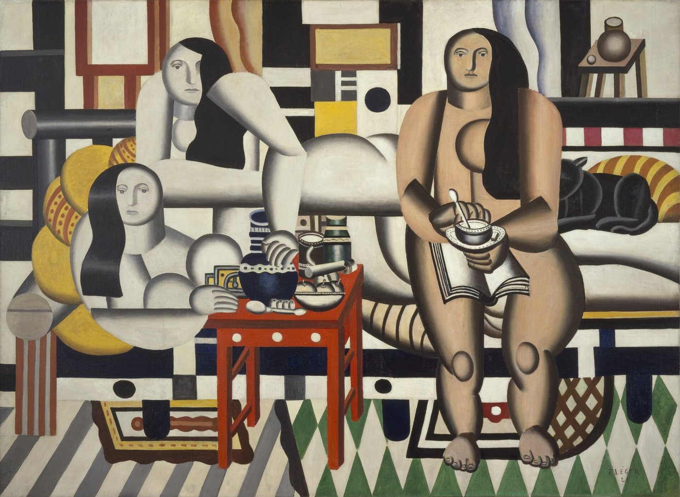 Fernand Léger, Trzy kobiety (1921, MoMA) — „tubizm": formy zaokrąglone, masywne, mechaniczne jak metalowe części · źródło: Fernand Léger, Wikimedia Commons, domena publiczna
