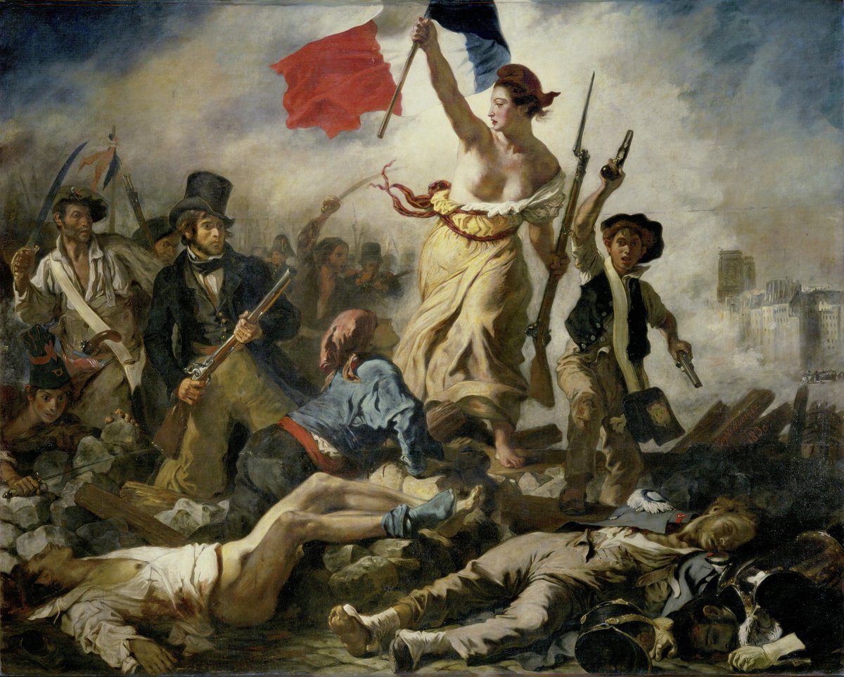 Eugène Delacroix, „Wolność wiodąca lud" (1830) — alegoria rewolucji i romantycznego buntu o wolność · źródło: Eugène Delacroix, Wikimedia Commons, domena publiczna