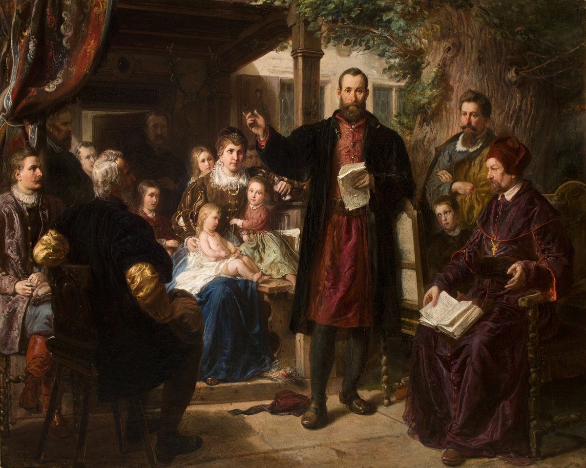 Jan Kochanowski w Czarnolesie nad przekładem „Psałterza” — sielski obraz poety ziemianina · źródło: Władysław Łuszczkiewicz, Wikimedia Commons, CC0
