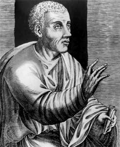 Portret Kwintyliana — rzymskiego teoretyka retoryki, u którego odpowiednikiem wypowiedzenia tematowego jest propositio (ogłoszenie tezy) · źródło: nieznany autor, Wikimedia Commons, domena publiczna