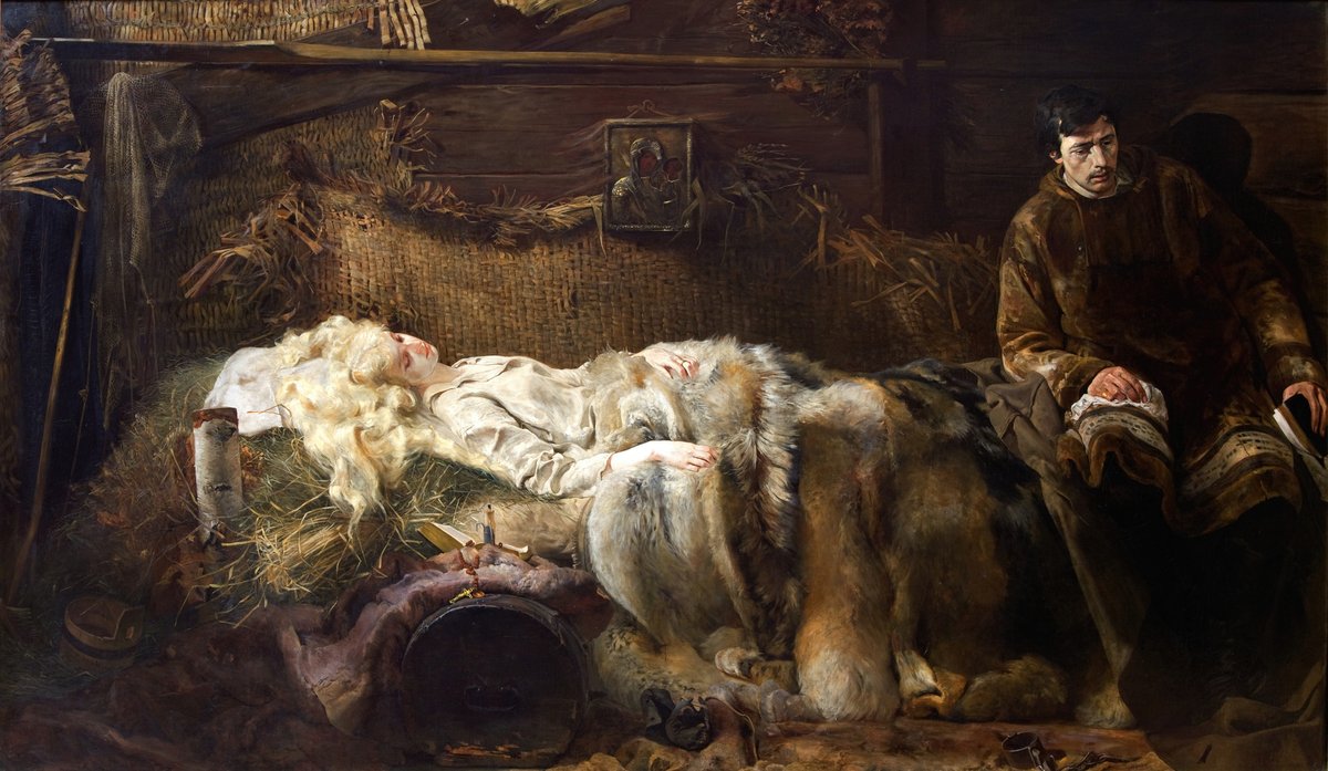 Jacek Malczewski, „Śmierć Ellenai" (1883) — ilustracja do „Anhellego" Słowackiego, motyw zsyłki i cierpienia · źródło: Jacek Malczewski, Wikimedia Commons, domena publiczna
