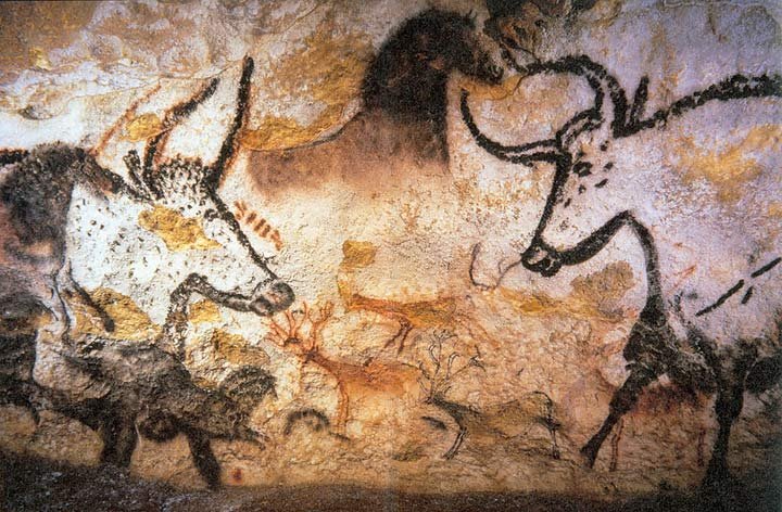 Malowidła naskalne w jaskini Lascaux (ok. 17 000 lat) — „pierwsze pismo Europejczyków”, o którym pisze Herbert w „Barbarzyńcy w ogrodzie” · źródło: Prof saxx, Wikimedia Commons, domena publiczna