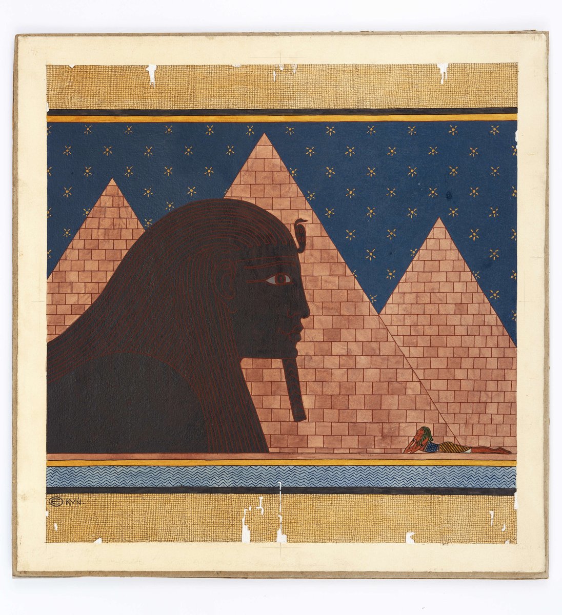 Edward Okuń, „W obliczu Sfinksa" — ilustracja do „Faraona" Prusa, ten sam starożytny Egipt co w „Z legend dawnego Egiptu" · źródło: Edward Okuń, Wikimedia Commons, domena publiczna