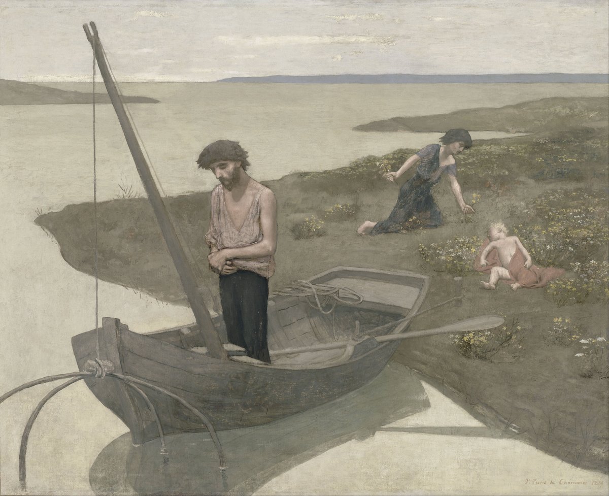 Pierre Puvis de Chavannes „Ubogi rybak” (1881) — obraz z galerii luksemburskiej, który w powieści ogląda Judym jako symbol ubóstwa i godności · źródło: Pierre Puvis de Chavannes, Wikimedia Commons, domena publiczna