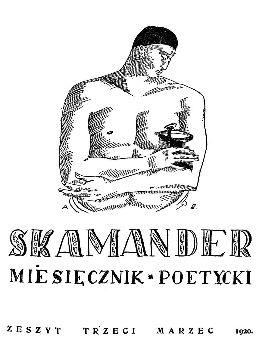 Okładka pierwszego numeru pisma „Skamander” ze stycznia 1920 roku — organu grupy poetyckiej Skamander · źródło: nieznany autor, Wikimedia Commons, domena publiczna