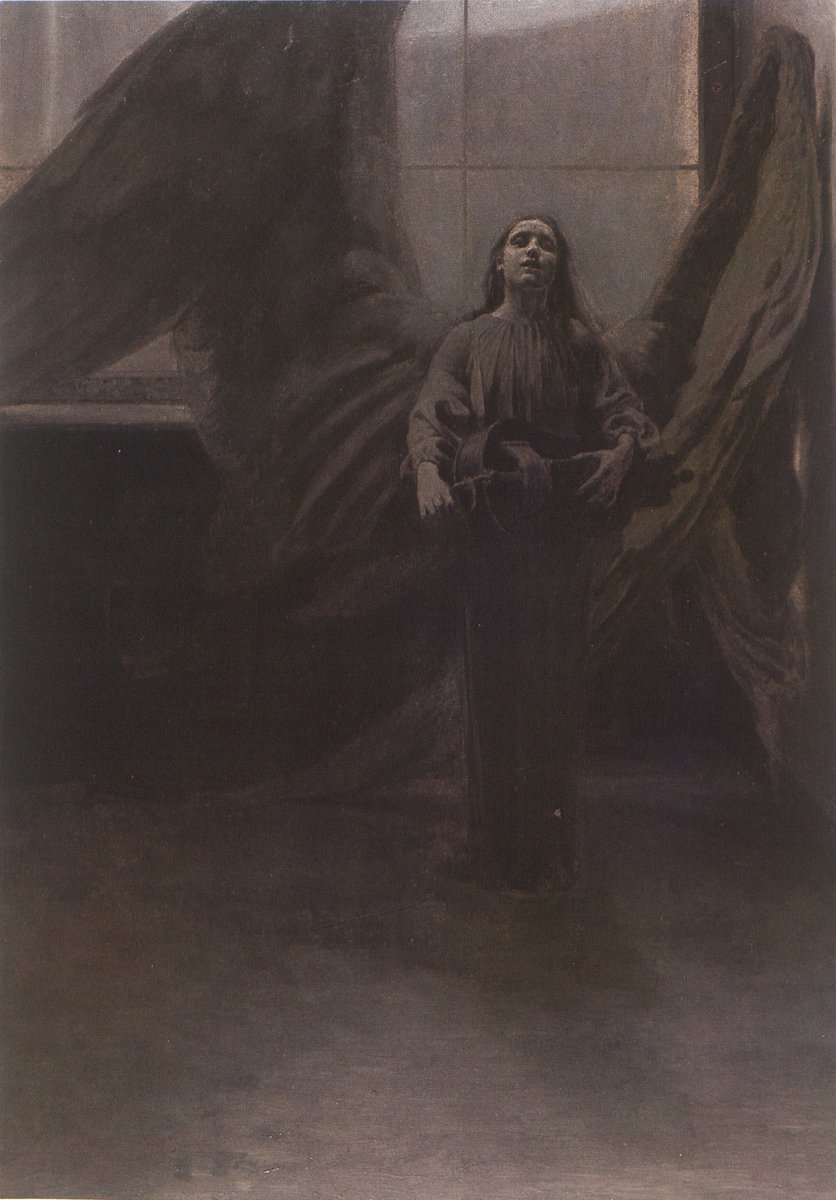 Piotr Stachiewicz, „Widma. Melancholia" (1883–1885) — zjawy i nastrój żałoby, bliskie postaci Gustawa-ducha · źródło: Piotr Stachiewicz, Wikimedia Commons, domena publiczna