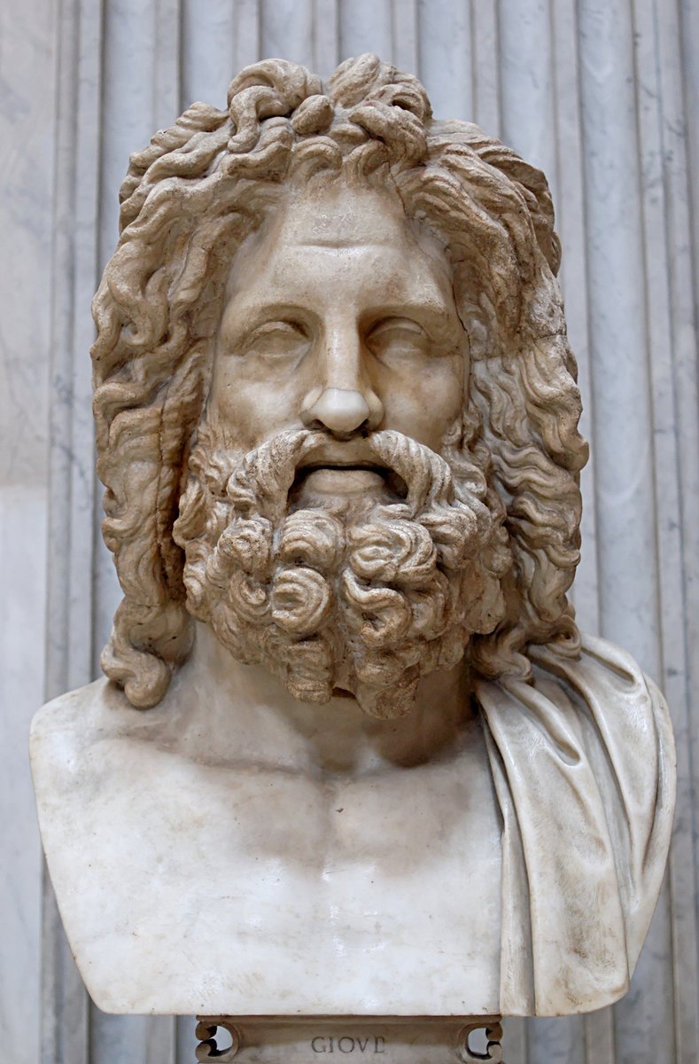 Posąg Zeusa z Otricoli (rzymska kopia greckiego oryginału): w mitologii greckiej Zeus to władca bogów i porządku świata — antyczny światopogląd tłumaczył rzeczywistość przez działanie bóstw. · źródło: Jastrow, Wikimedia Commons, domena publiczna