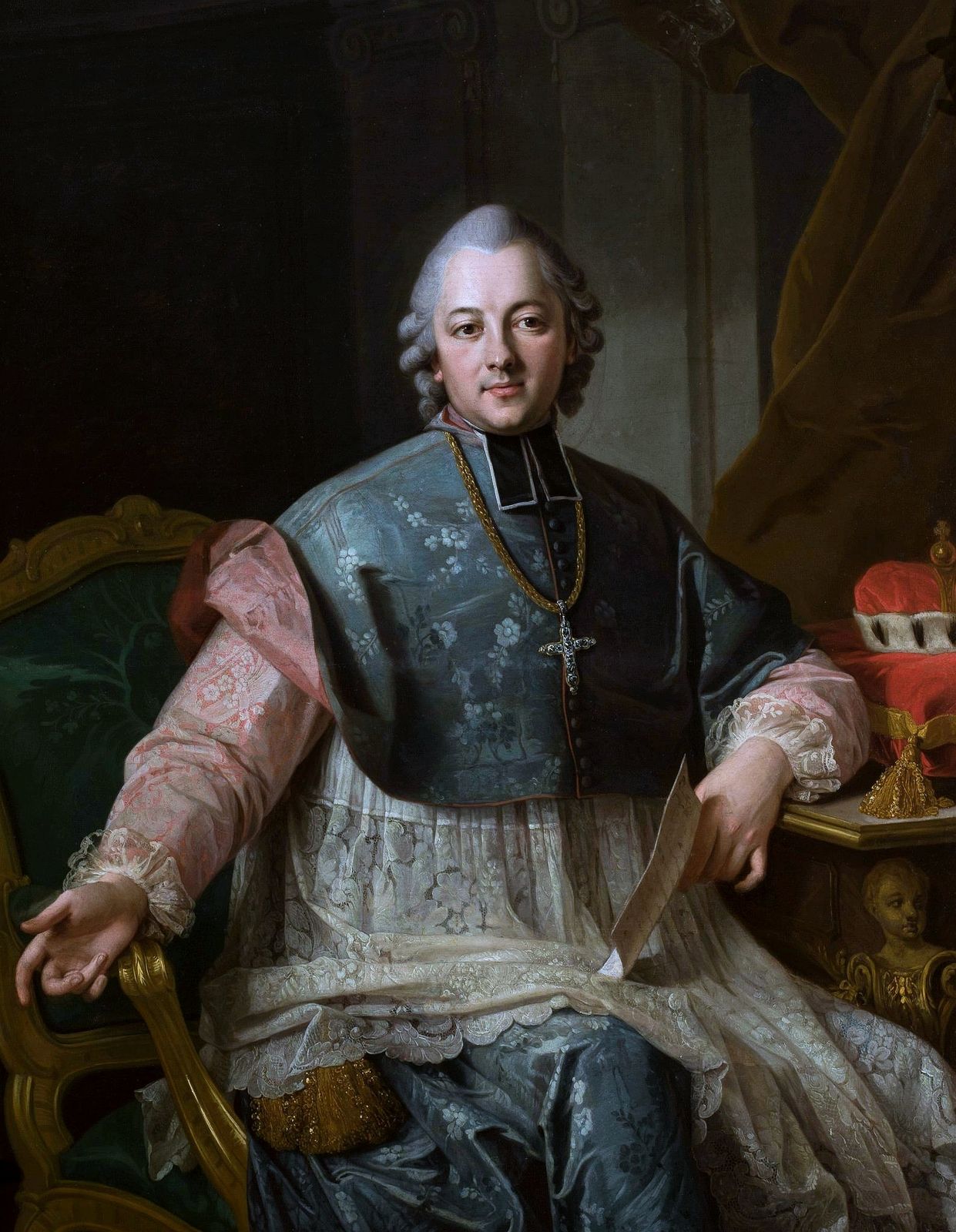 Ignacy Krasicki — portret pędzla Pera Kraffta starszego. Biskup warmiński, „książę poetów polskiego oświecenia", bywalec obiadów czwartkowych króla Stanisława Augusta · źródło: Per Krafft (starszy), Wikimedia Commons, domena publiczna