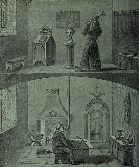 Gadająca głowa Alberta Wielkiego (Pepper, Cyclopaedic science simplified, 1885, s. 516)