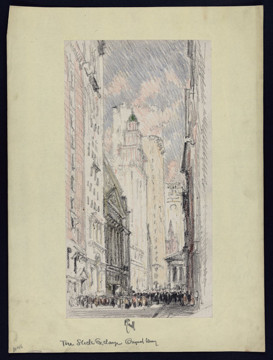 Rynek i giełda to instytucje ekonomiczne — utrwalone reguły wymiany dóbr. Litografia „The Stock Exchange" Josepha Pennella, 1904. · źródło: Joseph Pennell, Wikimedia Commons, domena publiczna