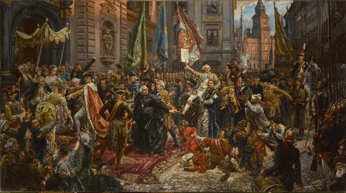 „Konstytucja 3 Maja 1791" Jana Matejki: polska tożsamość narodowa krystalizowała się wokół wspólnej historii i symboli — szczególnie w ciągu 123 lat bez własnego państwa. · źródło: Jan Matejko, Wikimedia Commons, domena publiczna