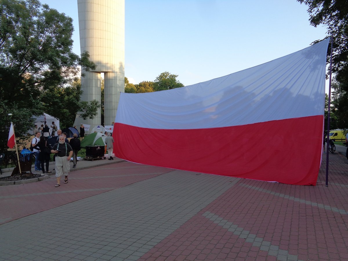 Demonstracja w obronie sądów (Warszawa, 2017): wolność zgromadzeń i wypowiedzi to konstytucyjne wolności obywatelskie z Rozdziału II Konstytucji RP. · źródło: Mariochom, Wikimedia Commons, CC BY-SA 4.0