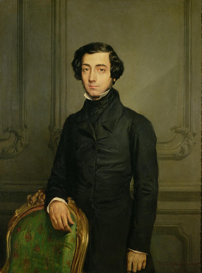Alexis de Tocqueville (1805–1859): w „O demokracji w Ameryce" pokazał, że gęsta sieć dobrowolnych stowarzyszeń — społeczeństwo obywatelskie — jest szkołą i tarczą wolności. · źródło: Théodore Chassériau, Wikimedia Commons, domena publiczna